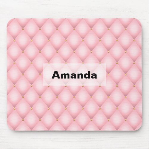 Luxury Pink Tufted Diamond Pattern Mouse Pad