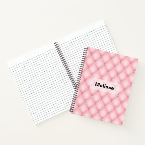 Luxury Pink Tufted Diamond Pattern Notebook