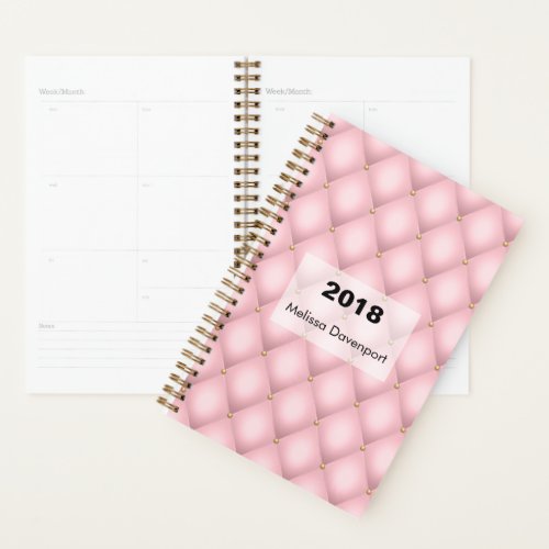  Luxury Pink Tufted Diamond Pattern Planner