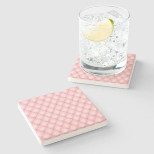 Luxury Pink Tufted Diamond Pattern Stone Coaster