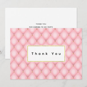 Luxury Pink Tufted Diamond Pattern Thank You Card