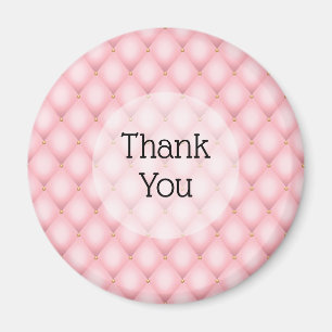 Luxury Pink Tufted Diamond Pattern Thank You Magnet
