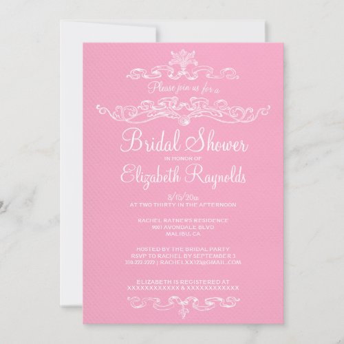 Luxury Pink &amp; White Bridal Shower Invitations