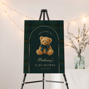 Luxury Plaid Teddy Bear Boy Baby Shower Foam Board