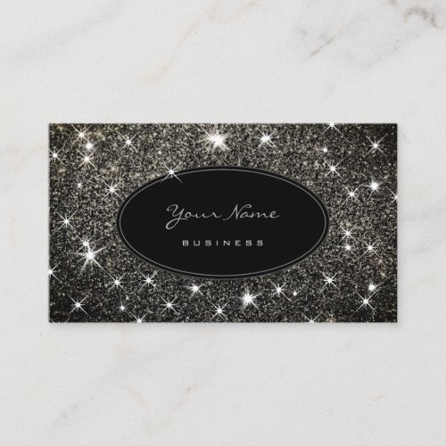 Luxury Platinum Silver Glitter Glam Luminous Stars Business Card