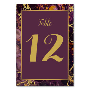 Luxury Plum And Gold Marble Table Number