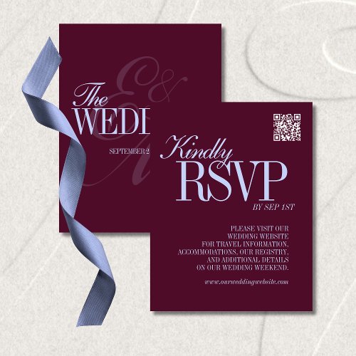Luxury Plum and Periwinkle QR Code Formal Wedding