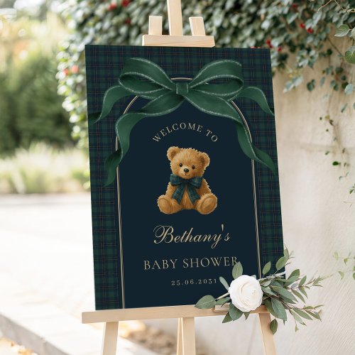 Luxury Polo Plaid Teddy Bear Baby Shower Welcome