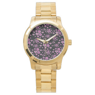 Luxury Popular Black Purple Floral Watch