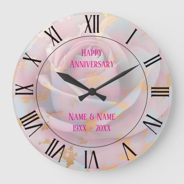 Luxury Popular Blush Pink Mint Gold Collection Large Clock (Front)