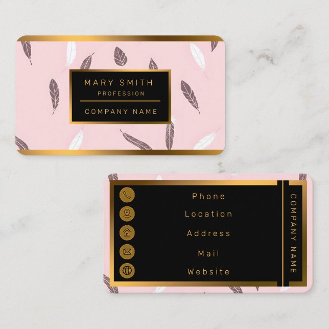 Luxury Popular Feathers Boho Collection Business Card (Front/Back)