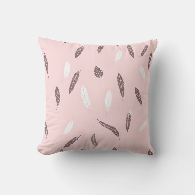 Luxury Popular Feathers Boho Collection Throw Pillow (Front)
