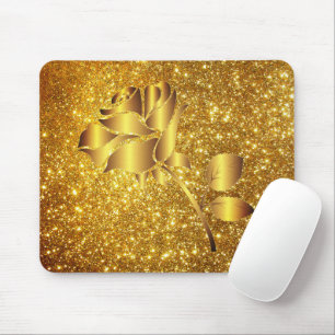 Luxury Popular Floral Gold Glitter Gift Mouse Pad