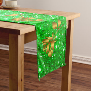 Luxury Popular Gift Floral Gold Glitter Medium Table Runner