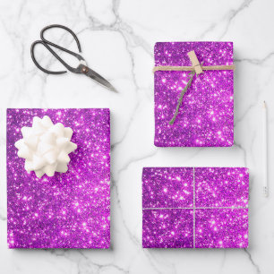 Luxury Popular Gift Purple Gold Glitter Wrapping Paper Sheets