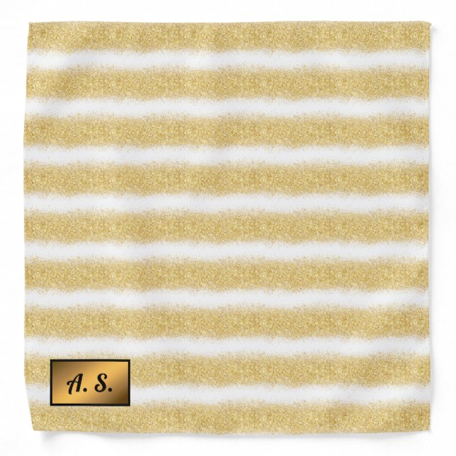 Luxury Popular Gift White Gold Glitter Bandana (Front)