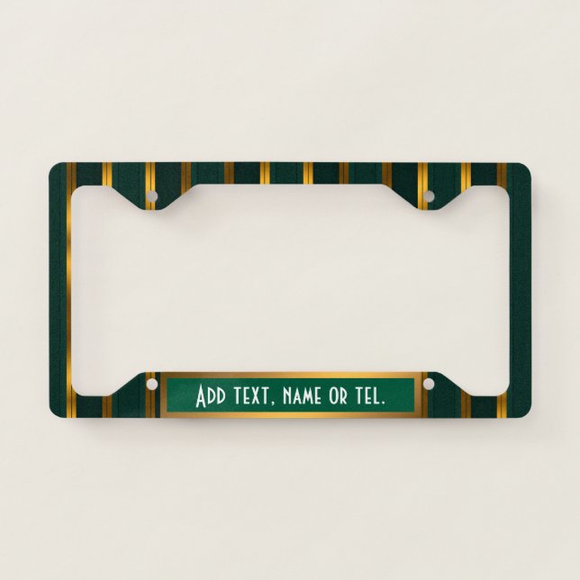 Luxury Popular Green Gold Linen Texture Collection License Plate Frame (Front)