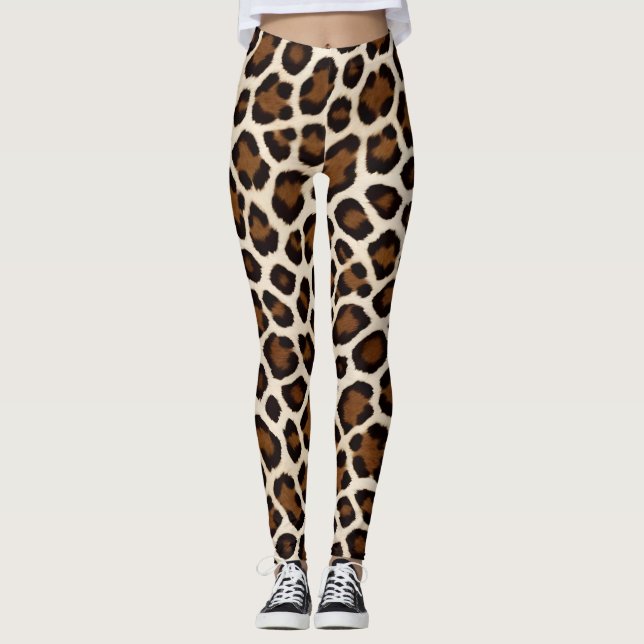 Luxury Popular White Leopard Elegant Collection Leggings (Front)