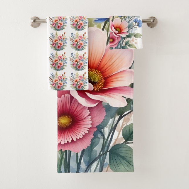 Luxury Popular Wildflowers Beautiful Collection Bath Towel Set (Insitu)