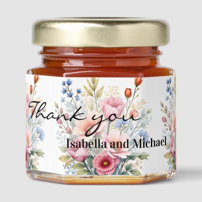 Luxury Popular Wildflowers Beautiful Collection Honey Jar Favors (Front)