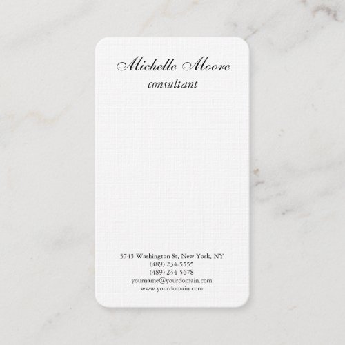 Luxury Premium Linen Black  White Minimalist Business Card