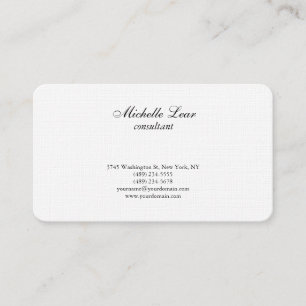 Luxury Premium Linen Black & White Plain Classical Business Card