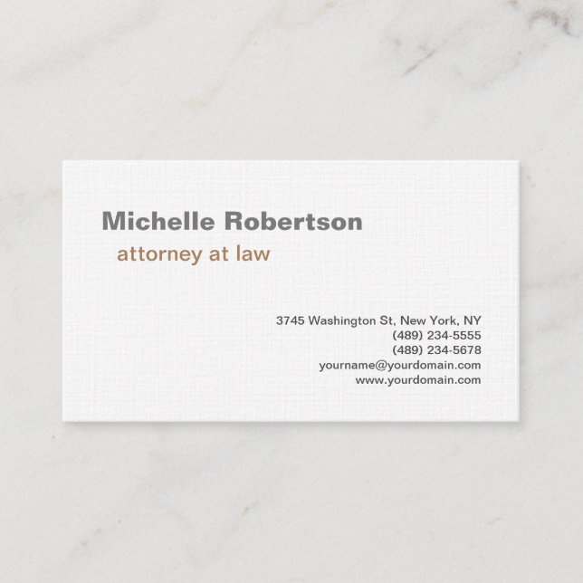 Luxury Premium Linen Black White Plain Minimalist Business Card (Front)