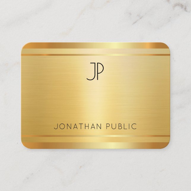 Luxury Premium Silk Finish Faux Gold Professional Business Card (Front)