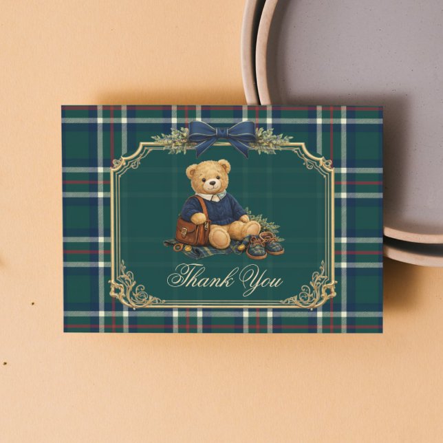 Luxury Preppy Teddy Bear Baby Shower  Thank You Card (Creator Uploaded)