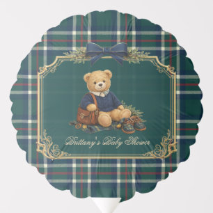 Luxury Preppy Teddy Bear Plaid Baby Shower  Balloon