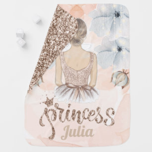Luxury Princess Beige glitter Baby Name Baby Blanket