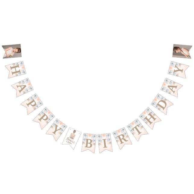Luxury Princess Birthday glitter Photo Bunting Flags (All)