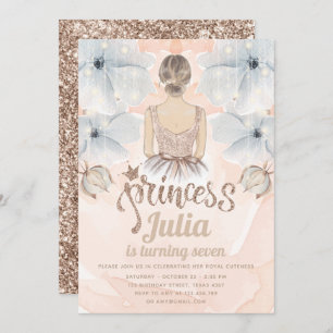 Luxury Princess Birthday Party Beige glitter Invitation