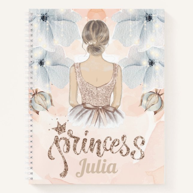 Luxury Princess Personalized glitter Notebook (Front)