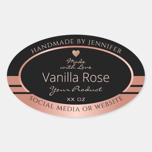 Luxury Product Packaging Label Black and Rose Gold