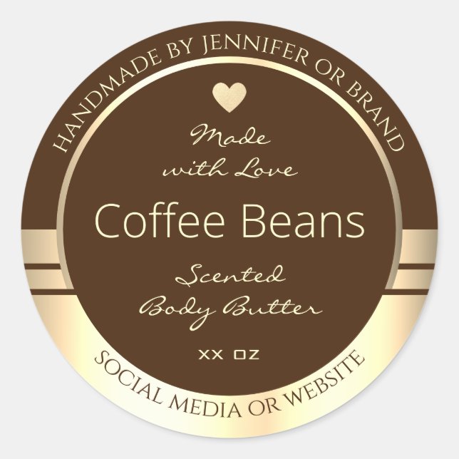 Luxury Product Packaging Labels Dark Brown & Gold (Front)