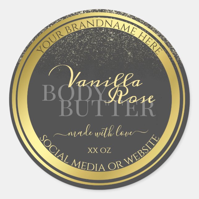 Luxury Product Packaging Labels Dark Gray and Gold (Front)