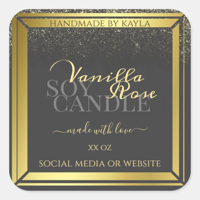 Luxury Product Packaging Labels Dark Gray and Gold (Front)