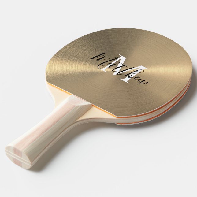 Luxury & Profession Gold Metallic Ping Pong Paddle (Back Angle)