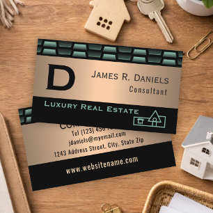 Luxury Professional Consultant Green Metallic Business Card