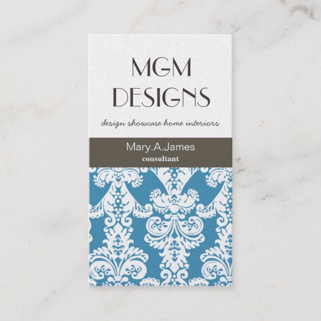 luxury professional damask Business Cards (Front)