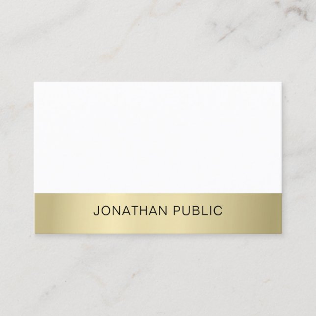 Luxury Professional Elegant Simple Plain Gold Look Business Card (Front)