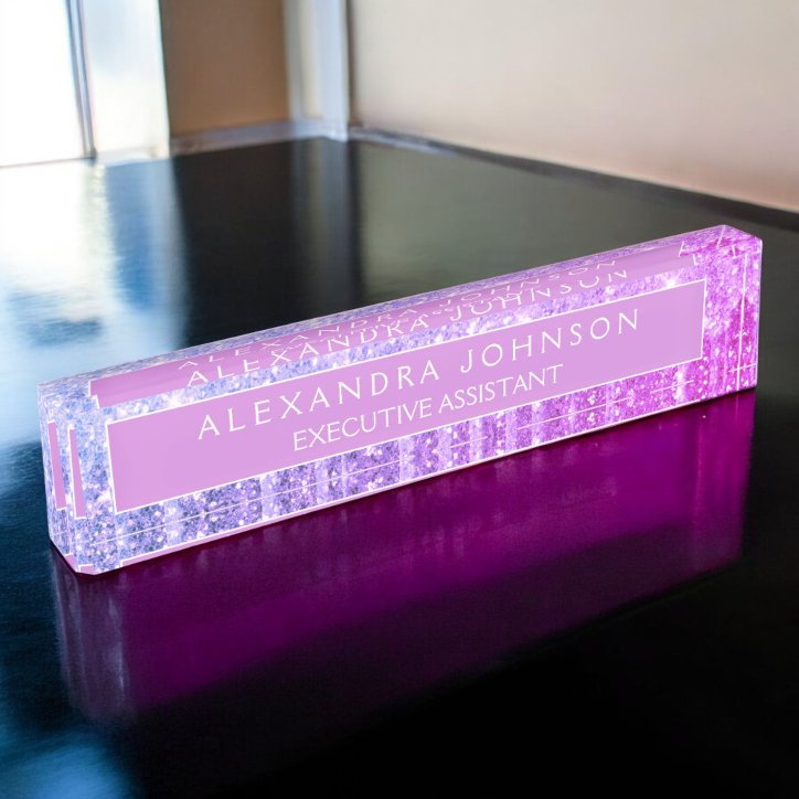 Luxury Professional Glitter Sparkle Modern Desk Name Plate