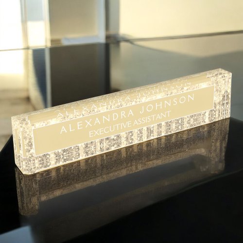 Luxury Professional Gold Glitter Modern Desk Name Plate