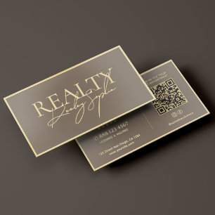 Luxury Professional Marketing Taupe Gold Foil Business Cards