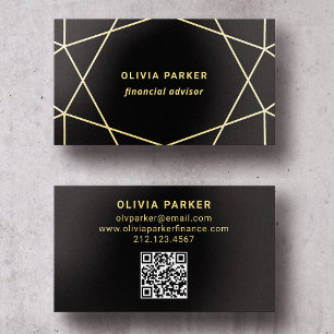 Luxury Professional QR Code Black and Gold Foil Business Cards