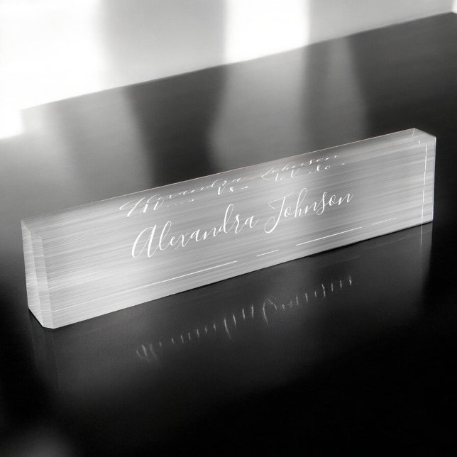 Luxury Professional Silver Foil Modern Desk Name Plate (Creator Uploaded)
