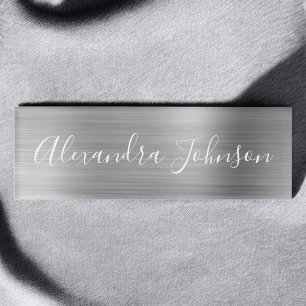 Luxury Professional Silver Foil Modern Name Tag