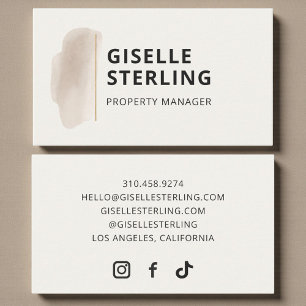 Luxury Property Manager Neutral Beige Watercolor Business Card