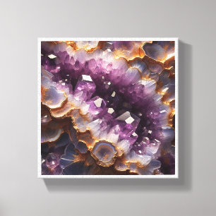 Luxury Purple Amethyst Geode - Gold Edged Crystal  Canvas Print